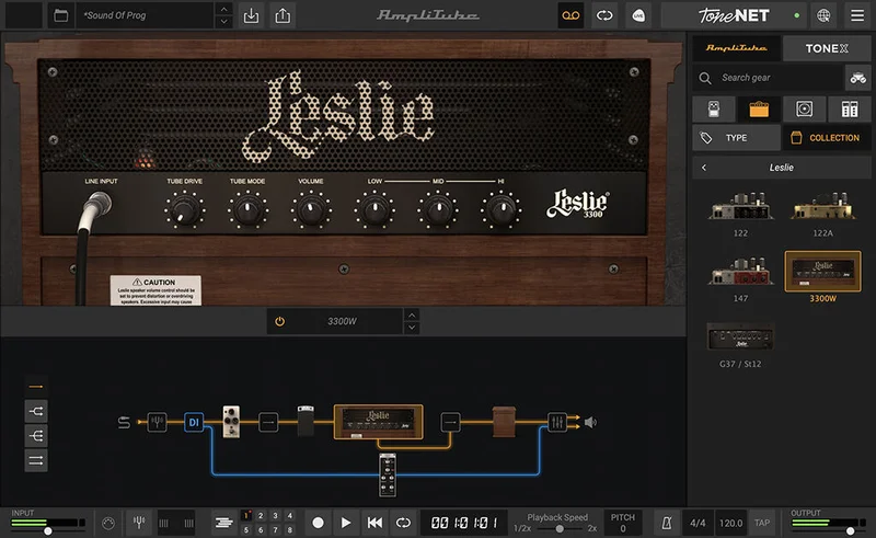 IK Multimedia AmpliTube Leslie interface