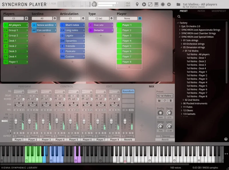 VSL Studio Special Edition 5: Dimension Strings interface