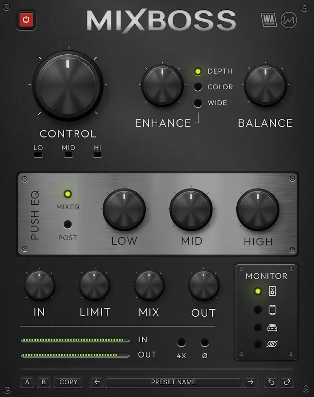 W.A. Production MixBoss interface