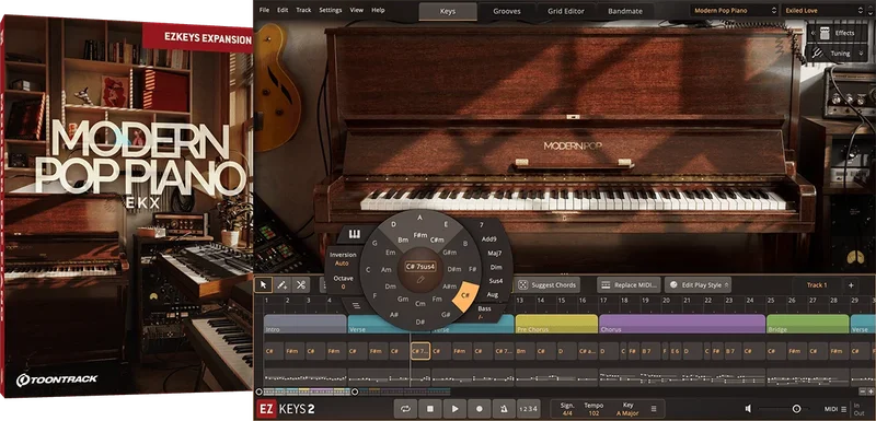Toontrack EKX Modern Pop Piano interface