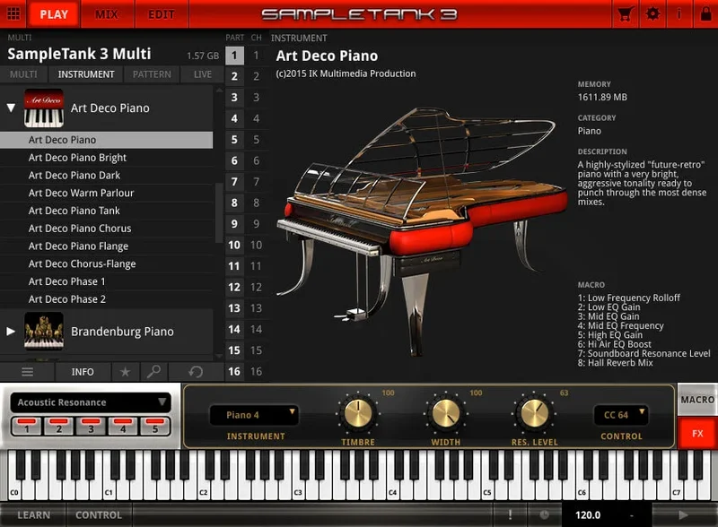 IK Multimedia Art Deco Piano interface