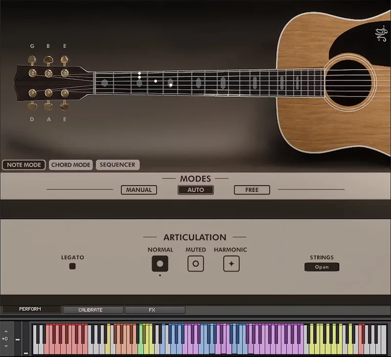 Spitfire Audio Soft Acoustic Guitar interface