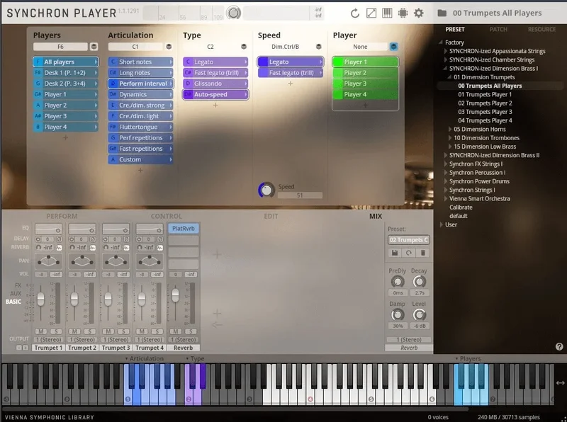VSL Studio Dimension Brass Bundle interface
