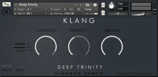 KLANG VINTAGE SYNTH: Deep Trinity interface