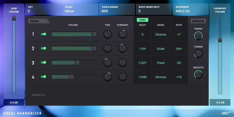 AIR Music Technology Vocal Harmonizer interface