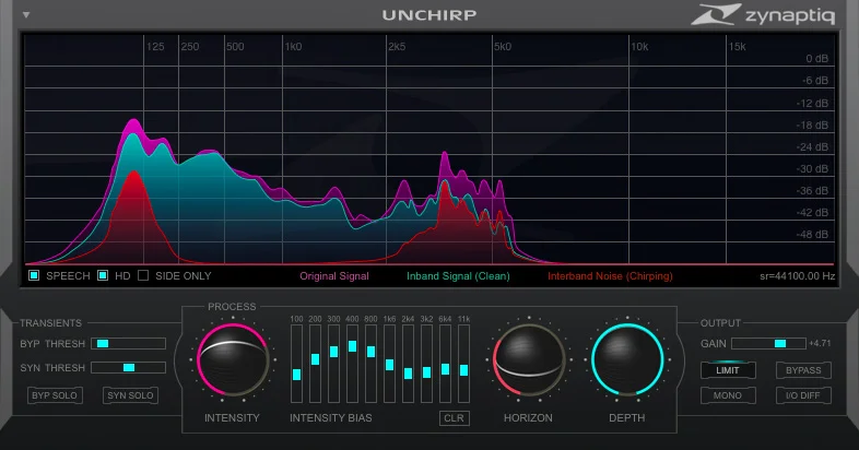 Zynaptiq UNCHIRP interface