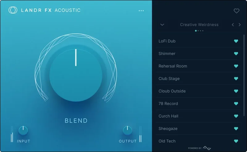 LANDR FX Acoustic interface