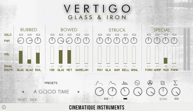Cinematique Instruments Vertigo Glass & Iron interface