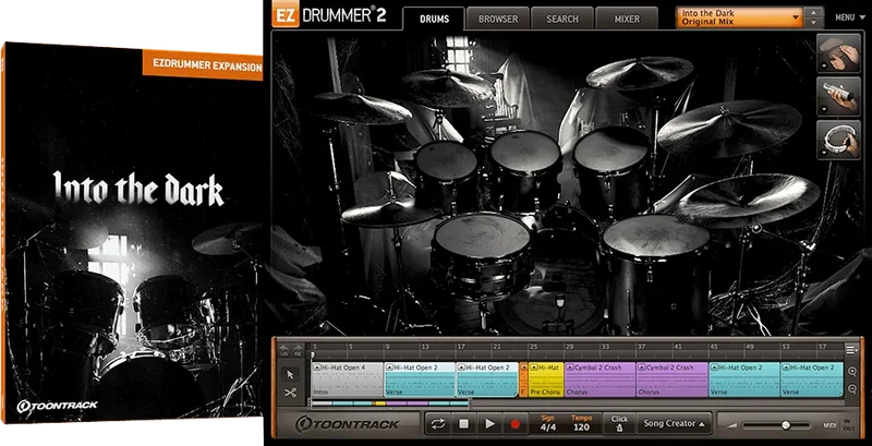 Toontrack EZX Into The Dark interface