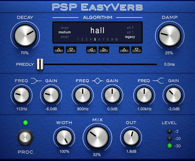 PSP Audioware EasyVerb 2 interface