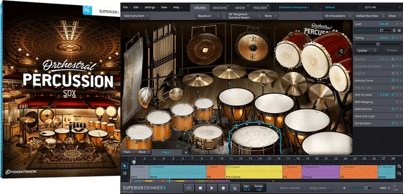 Toontrack SDX Orchestral Percussion interface