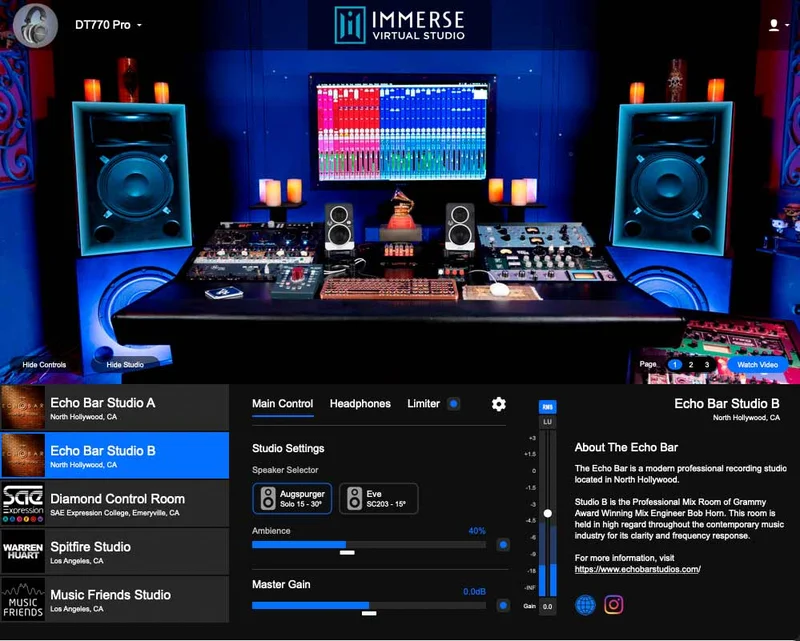 Embody Immerse Virtual Studio | All Access interface