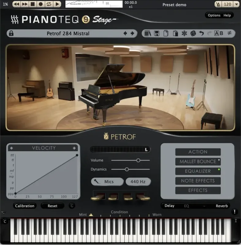 Pianoteq 9 Stage interface