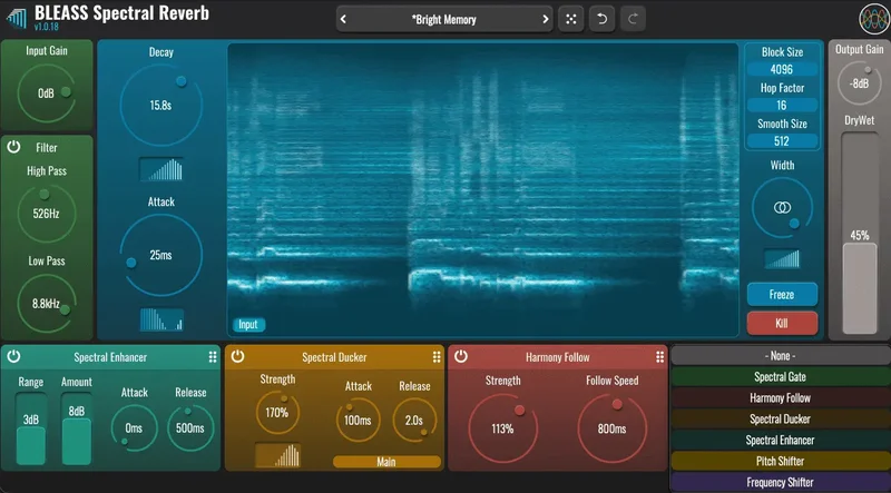BLEASS BLEASS Spectral Reverb interface