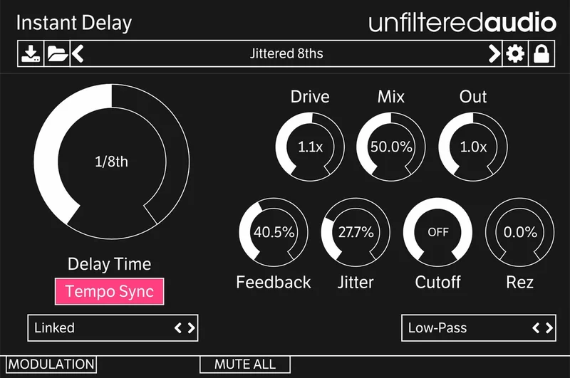 Unfiltered Audio Instant Delay interface
