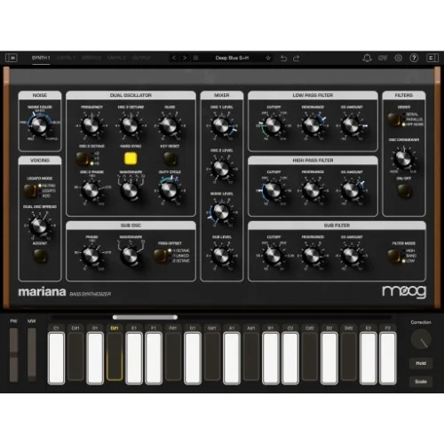 Moog Mariana Bass Synthesizer interface