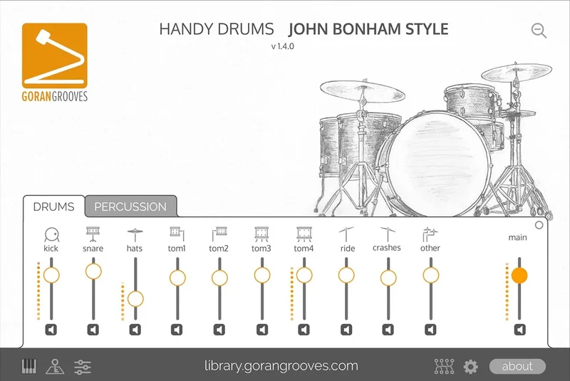 GoranGrooves - Handy Drums JOHN BONHAM STYLE interface