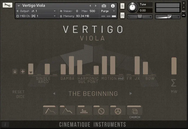 Cinematique Instruments Vertigo Viola interface