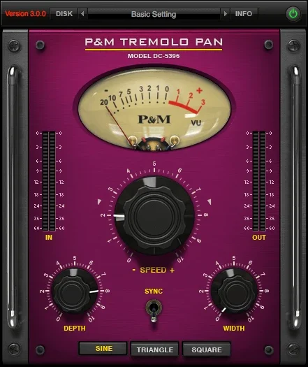 Plug and Mix Tremolo Pan interface