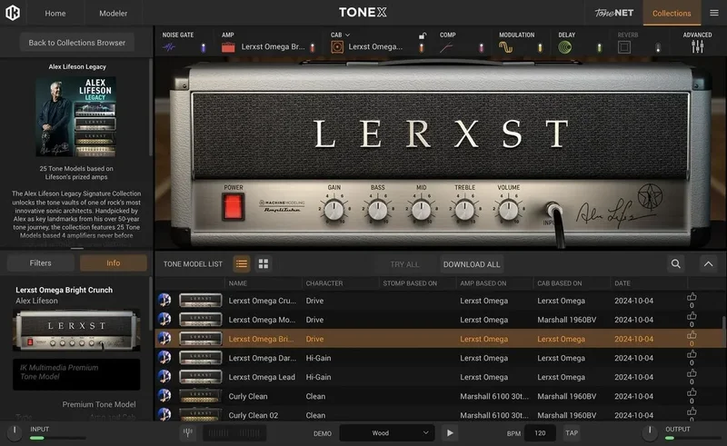 IK Multimedia TONEX Alex Lifeson Legacy interface