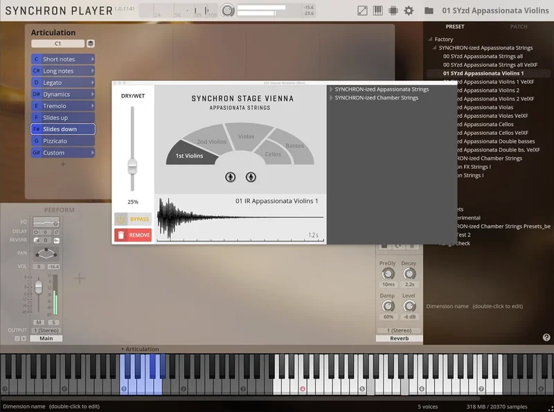 VSL Studio Appassionata Strings interface