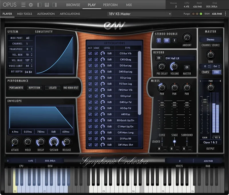 EastWest Symphonic Orchestra Platinum interface