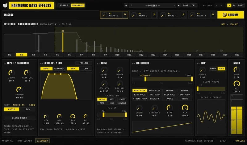 Unglued Harmonic Bass Effects interface