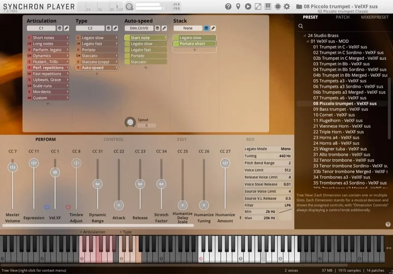 VSL Studio Special Brass: Piccolo Trumpet interface