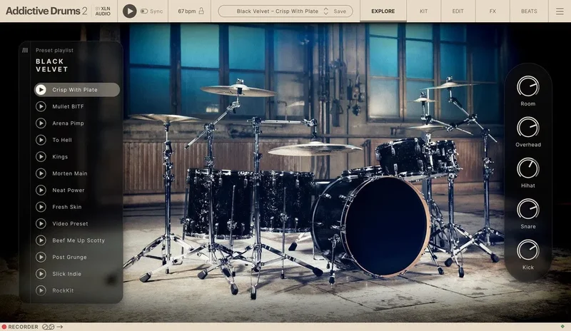XLN Audio Addictive Drums 2: Black Velvet ADpak interface