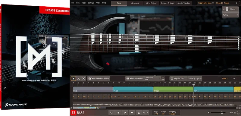 Toontrack EBX Progressive Metal interface