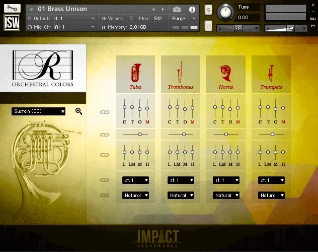 Impact Soundworks Rhapsody Orchestral Colors interface