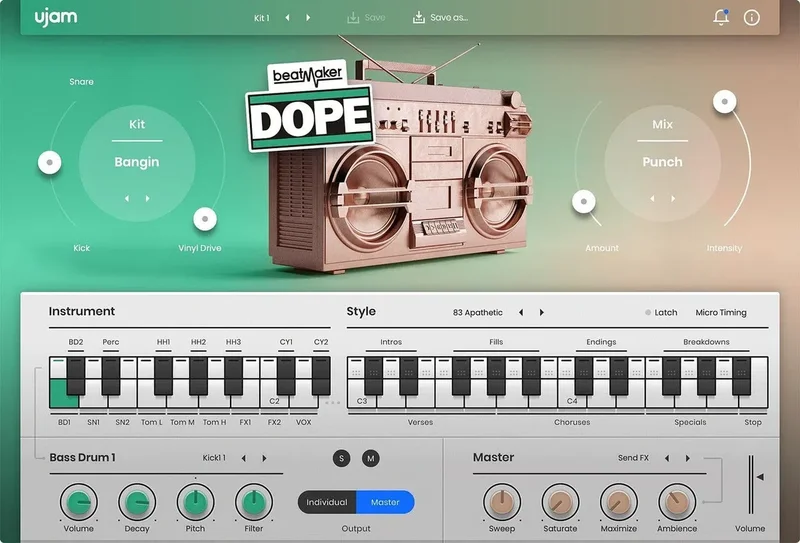 UJAM Beatmaker DOPE 2 Loyalty interface