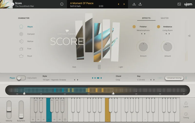 UJAM Virtual Pianist SCORE interface