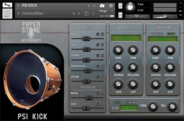 Paper Stone Instruments PSI Kick Kontakt Library interface