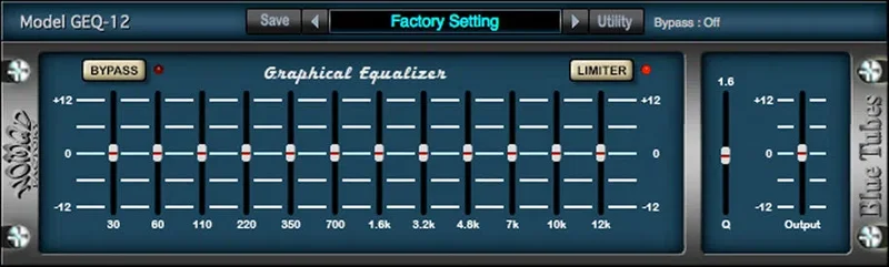 Nomad Factory Blue Tubes Equalizer GEQ12 interface
