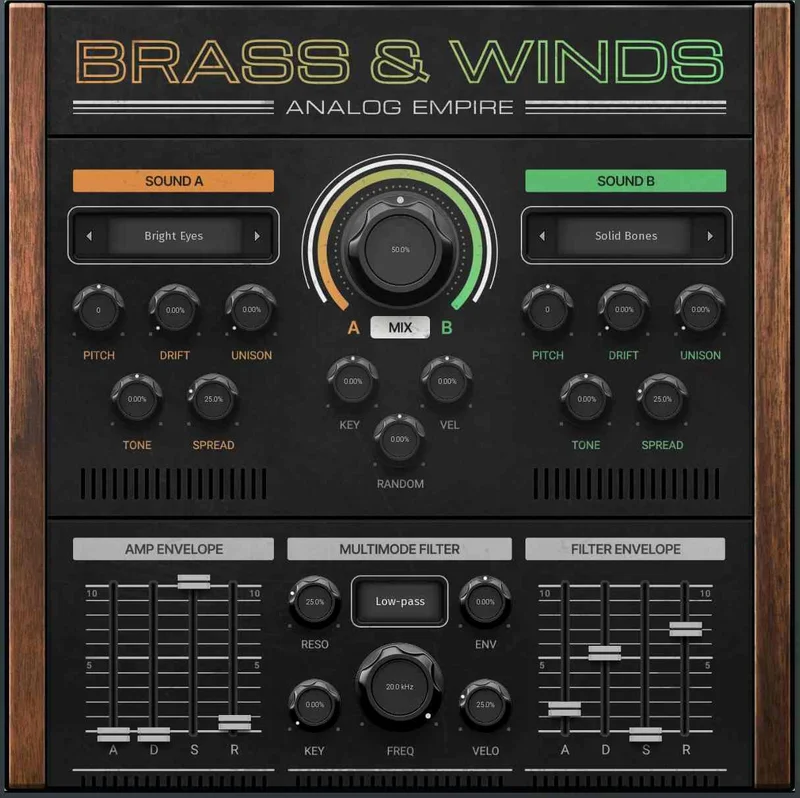 MeldaProduction Analog Empire: Brass and Winds interface
