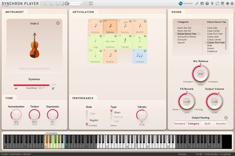 VSL Synchron Solo Violin 2 interface