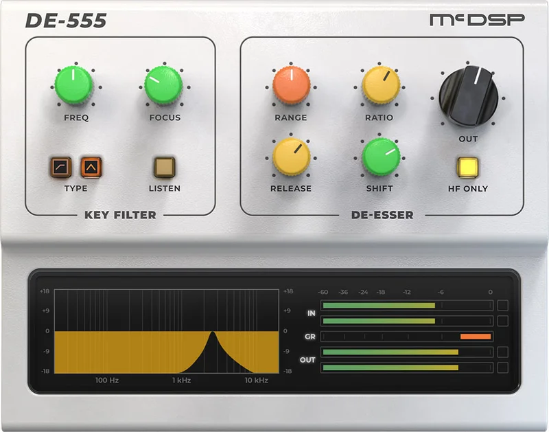 McDSP DE555 Advanced De-esser Native v7 Upgrade from v6 interface