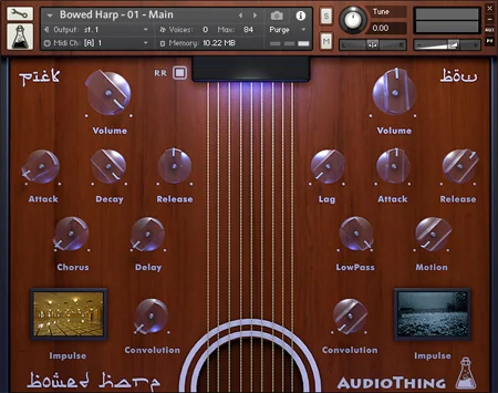 AudioThing Bowed Harp interface