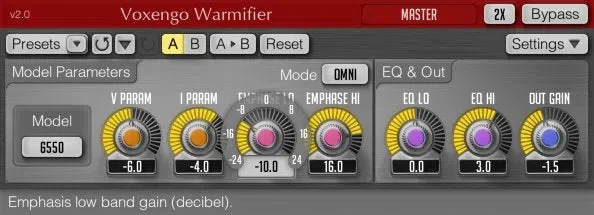 Voxengo Warmifier interface