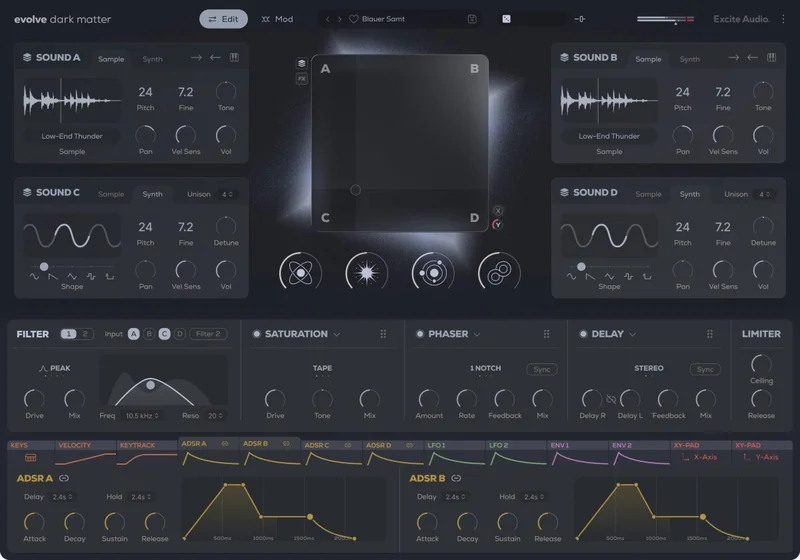 Excite Audio Evolve Dark Matter interface