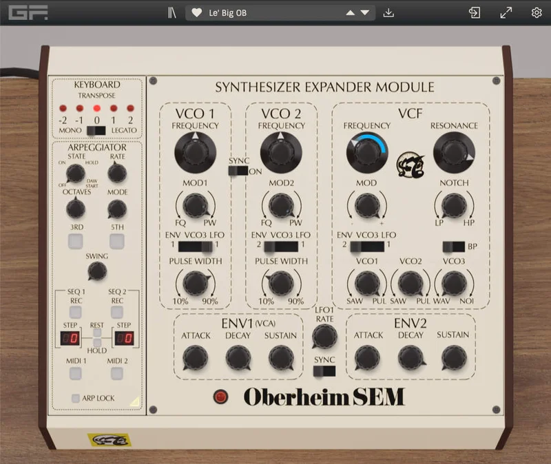 GForce Software Oberheim SEM interface