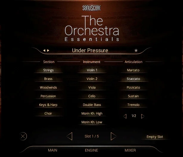 Sonuscore The Orchestra Essentials interface