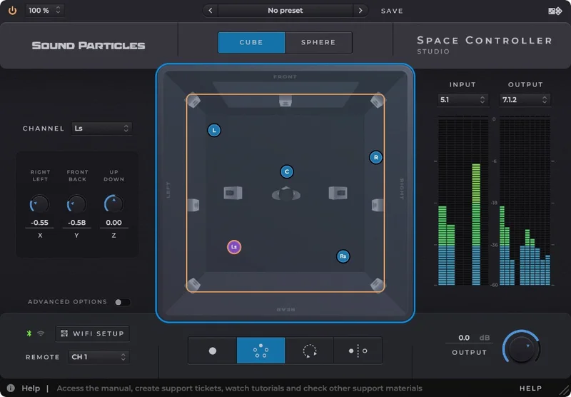 Sound Particles Space Controller Studio | Educational Version interface
