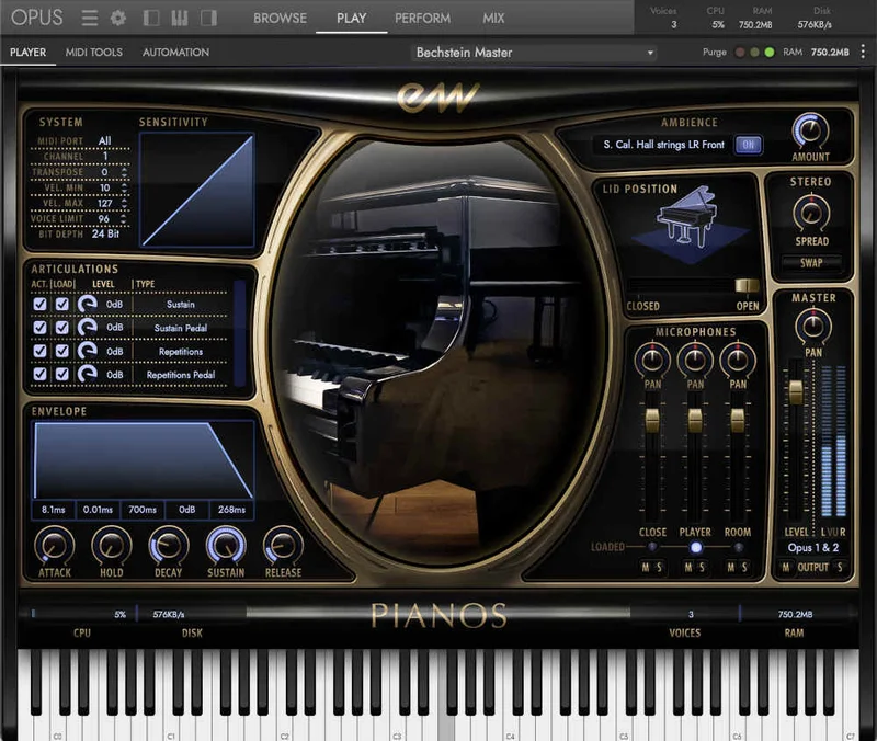 EastWest Sounds Bechstein D-280 Platinum interface