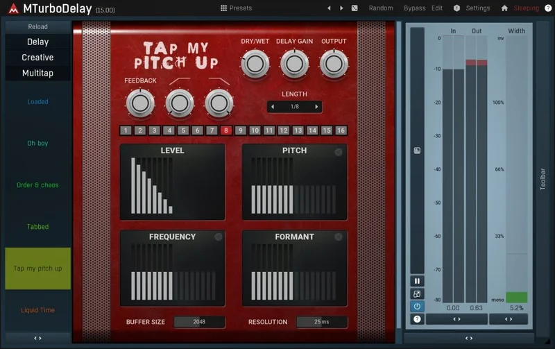 MeldaProduction MTurboDelay interface