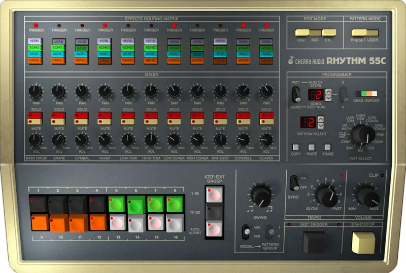 Cherry Audio KR-55C Drum Machine interface