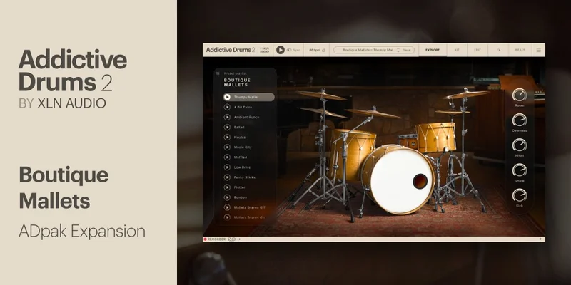 XLN Audio Addictive Drums 2: Boutique Mallets interface
