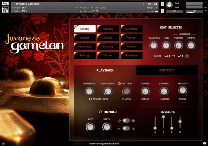 Impact Soundworks Javanese Gamelan interface