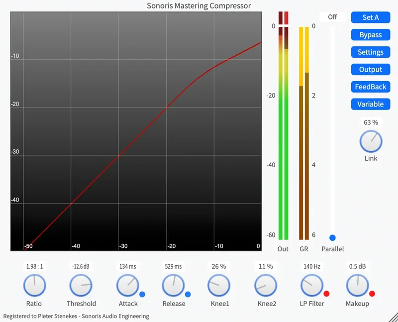 Sonoris Mastering Compressor interface